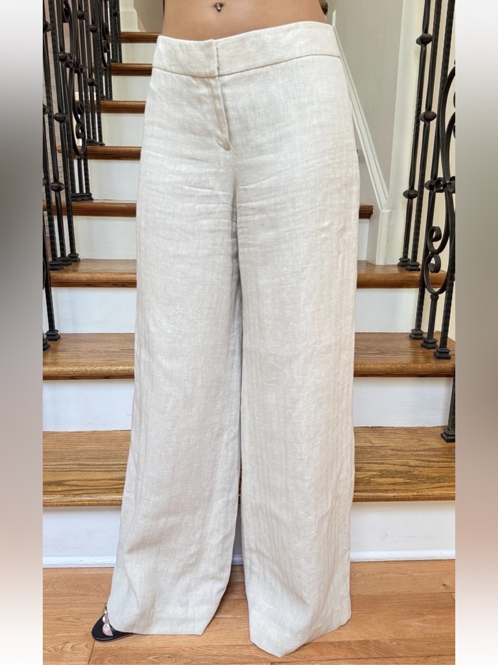 Lafayette 148 New York Beife Wide-Leg High Rise Linen Pants Sz 2